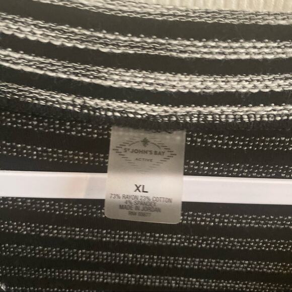 St John’s Bay Lace Up Striped Pullover Top Women's Size XL Black & White - Picture 3 of 5